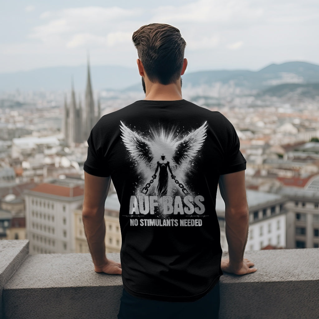 "Auf Bass - No stimulants needed" Oversized Shirt (Backprint) MarketPrint