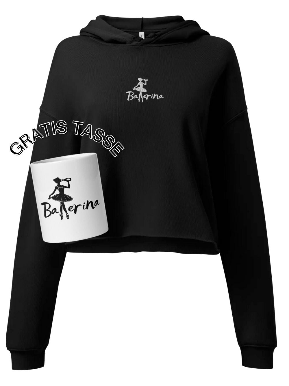 "Ballerina" Cropped Hoodie mit gesticktem Design FESTIVAL OUTFITS & STREETWEAR