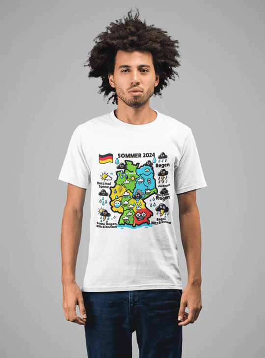 T-Shirt mit Wetterkarte Deutschland Sommer 2024 MarketPrint