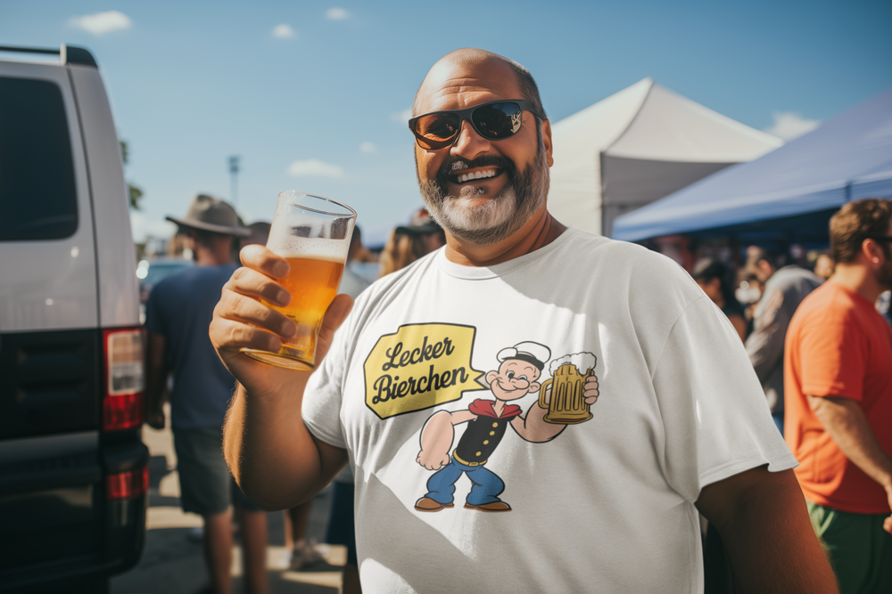 NATZ Clothing! "Lecker Bierchen" Lustiges Party Shirt mit Popey" MarketPrint