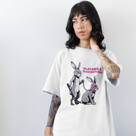 "Playbun & Bunishment" Kinky Party Oversized T-Shirt  (Frontprint)