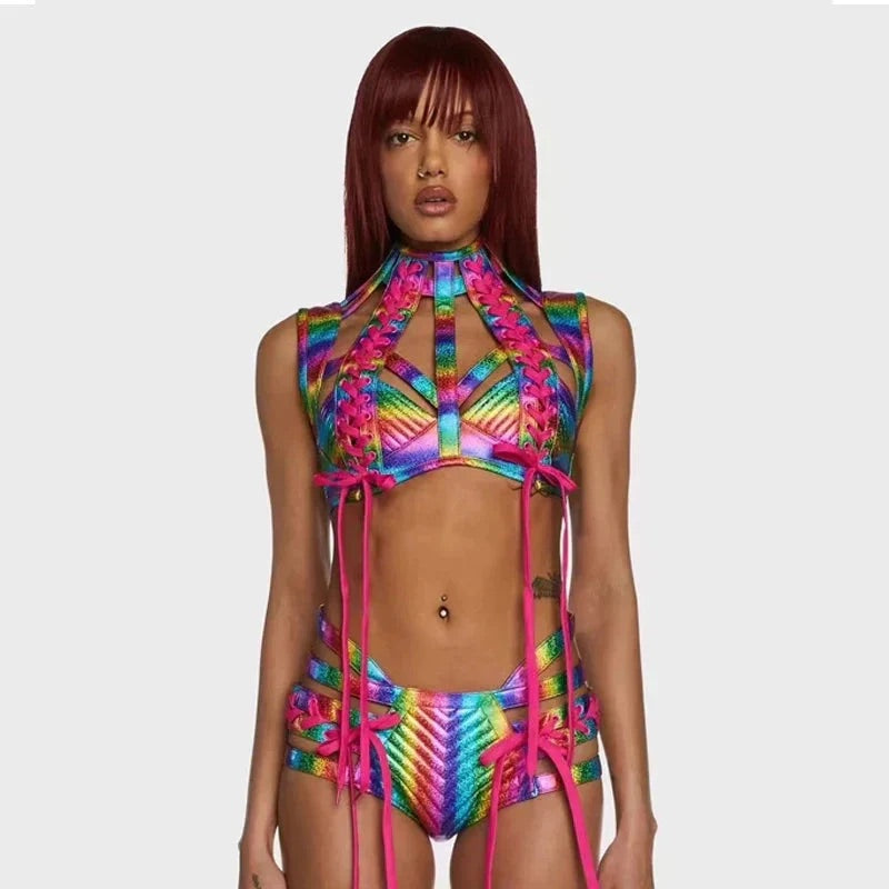 festival rave outfit bunt damen techno 