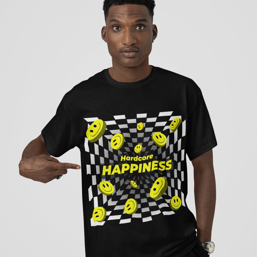 "Hardcore Happiness" Oversize Techno T-shirt (Doubleprint) MarketPrint