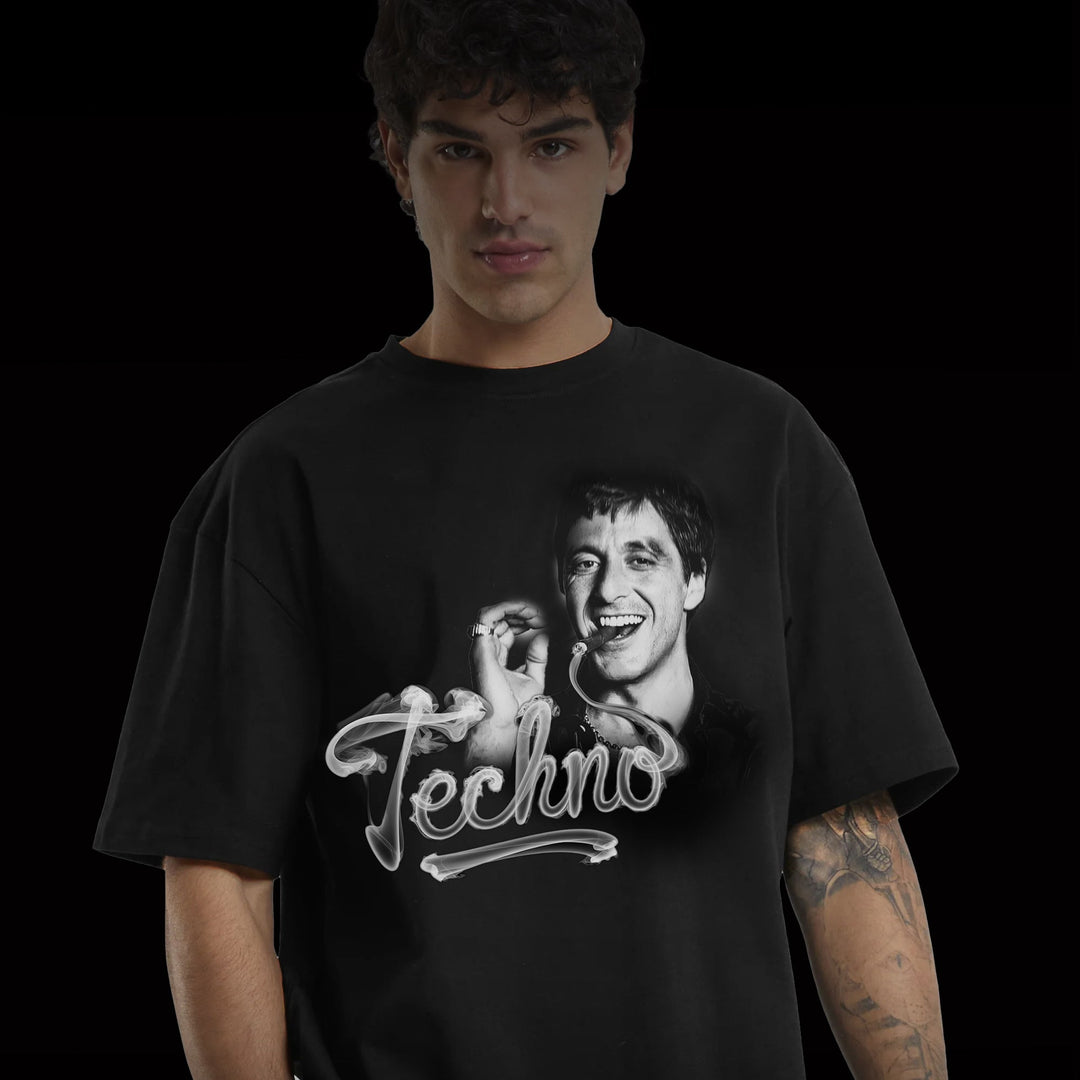 scarface-techno shirt-mann-front-schwarz