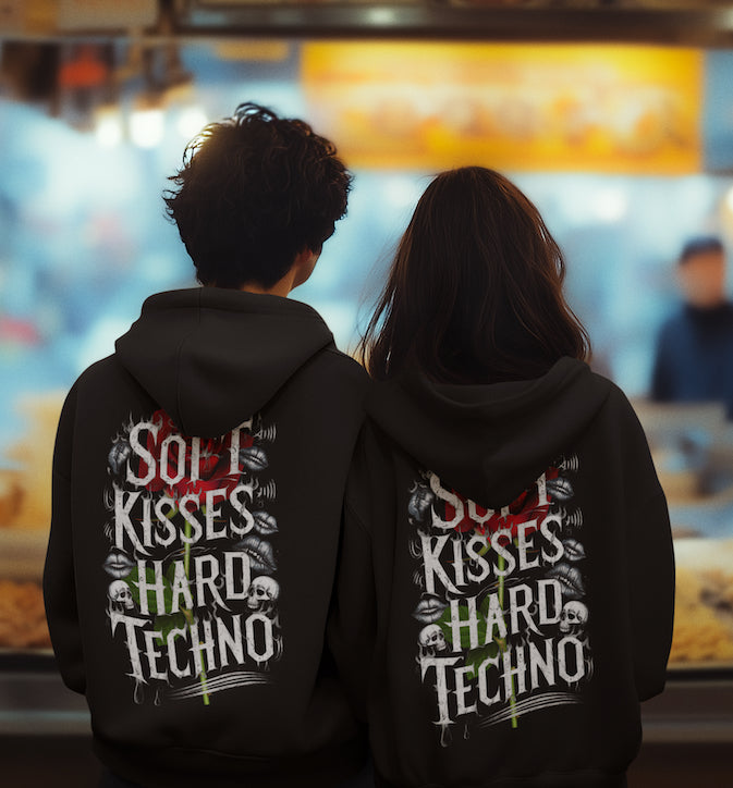 "Soft kisses hard Techno" Oversized Hoodie MarketPrint