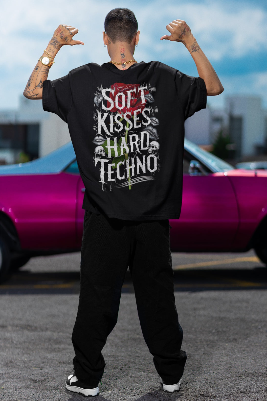 NATZ Clothing "Soft Kisses Hard Techno" T-Shirt (Backprint) MarketPrint