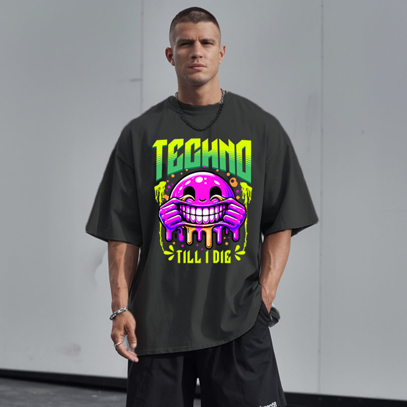 NATZ Clothing! Techno T-Shirt "Techno till i die" Oversized (Backprint) MarketPrint