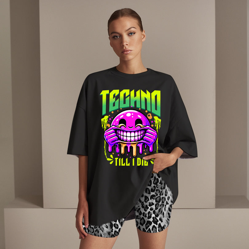 NATZ Clothing! Techno T-Shirt "Techno till i die" Oversized (Backprint) MarketPrint