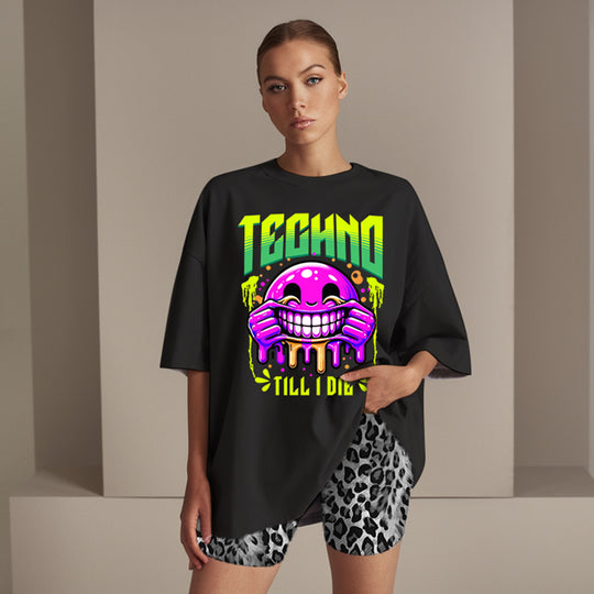 NATZ Clothing! Techno T-Shirt "Techno till i die" Oversized (Backprint) MarketPrint